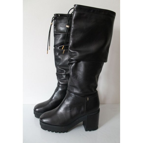 Cesare Paciotti Tall Slouchy Leather Black Boots Size EU 36/ US 6 - Picture 4 of 11